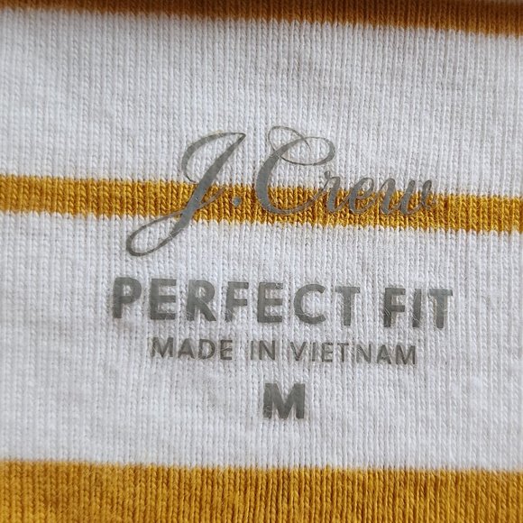 J.Crew Gold/Cream Striped Perfect Fit Long Sleeve Jersey Size Medium - Picture 7 of 14